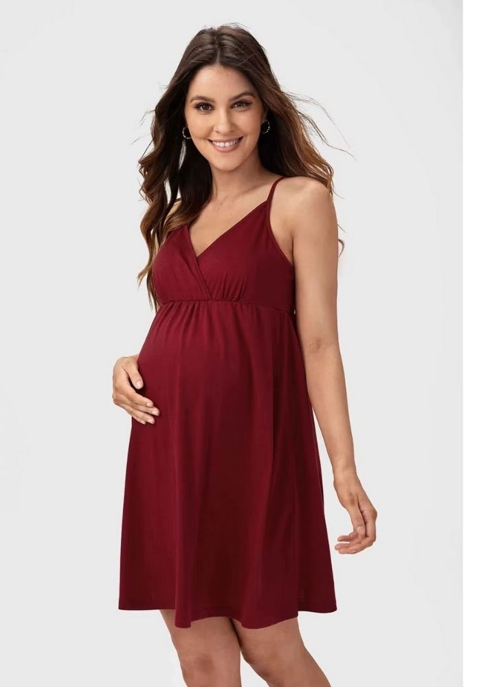 Festliches Umstandskleid Schwangere Frauen Rot Halterkleid
